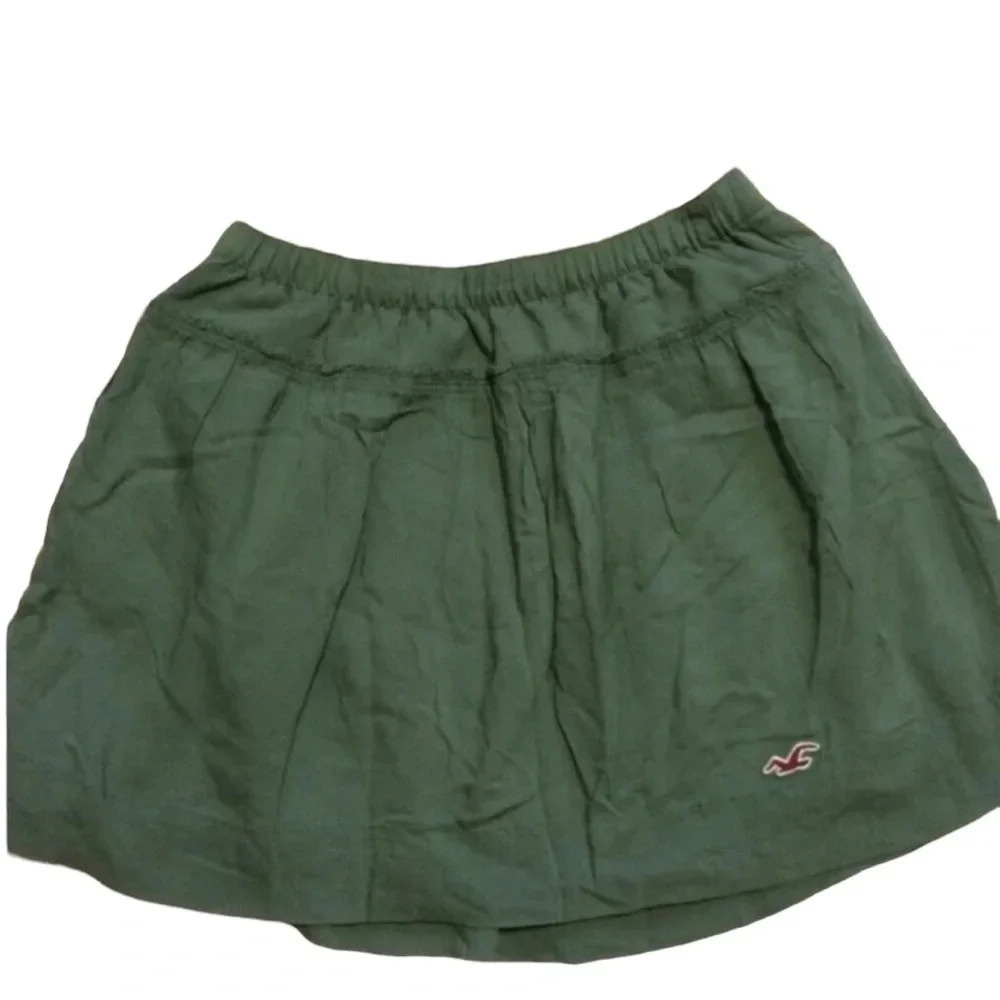 Hollister Green Elastic Waist Mini Full Skirt Size 1